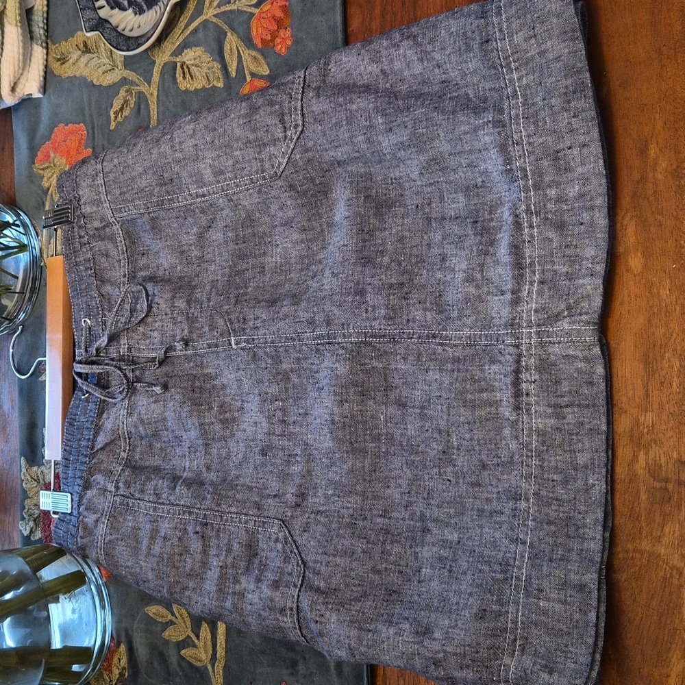 Lord & Taylor Womens Chambre Skirt Elastic Draw String Denim Skirt